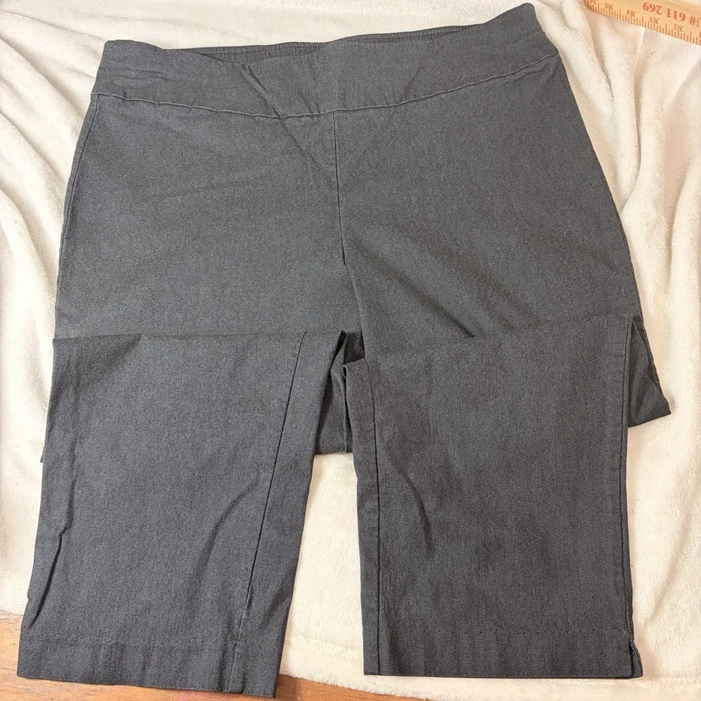 Courtenay Plus Size 16W Dark Gray Pull On Career Dress Pants Comfort Stretch EUC